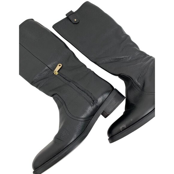 Bally Women Size 35 EU 5 US Black Leather tall Boots side zip low Heel Italy